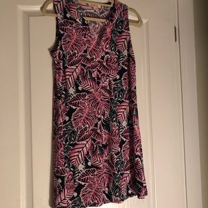 Pink and dark blue dress!